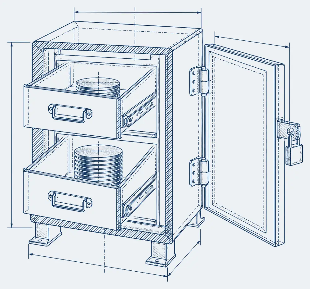 The Workshop: an escrow cabinet that holds staked tokens